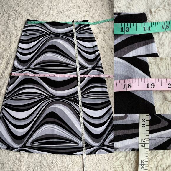 Charlotte Russe vintage Y2K 90s psychedelic op art print midi skirt patterned M - Picture 5 of 15